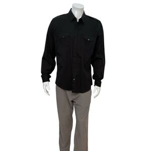 Gucci Men’s Black Skinny Fit Military Style Button Shirt